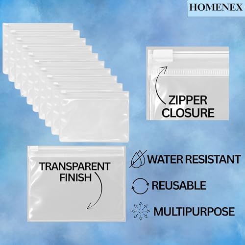 HOMENEX Transparent PE Pouches for Toiletries, Travel Accessories, Documents, Office Supplies, Cosmetics & Storage | Glossy, Durable, Waterproof Organizer Pouches (4X6 INCH) - Image 4