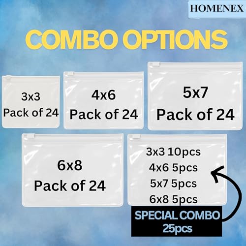HOMENEX Transparent PE Pouches for Toiletries, Travel Accessories, Documents, Office Supplies, Cosmetics & Storage | Glossy, Durable, Waterproof Organizer Pouches (4X6 INCH) - Image 3