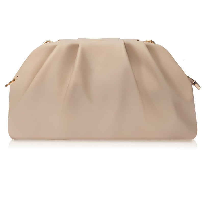 lovyoCoCo Clutch Purse for Women Soft Pleated PU Wedding Clutch, Elegant Evening Bag for Galas, Proms,Cocktail Parties (Nude) - Image 1