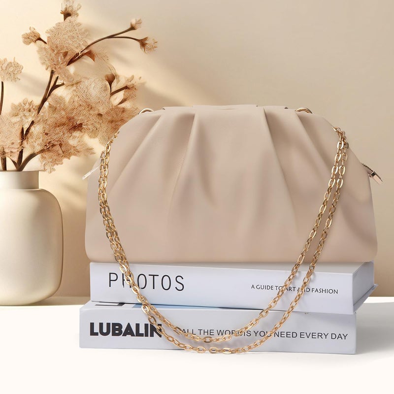 lovyoCoCo Clutch Purse for Women Soft Pleated PU Wedding Clutch, Elegant Evening Bag for Galas, Proms,Cocktail Parties (Nude) - Image 5