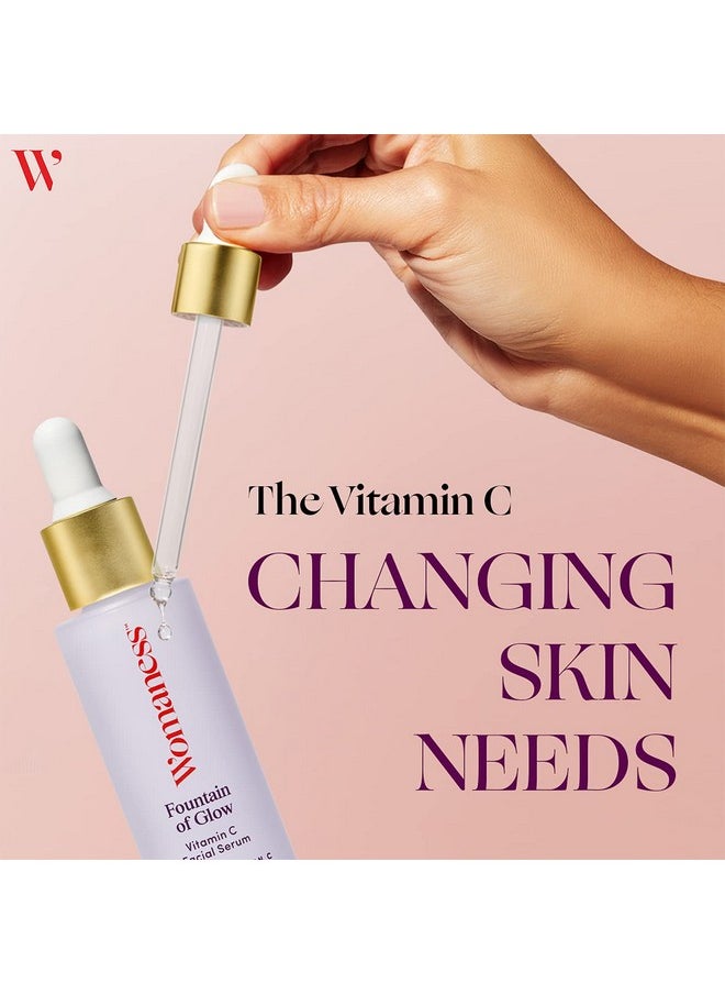 Womaness - Fountain Of Glow Vitamin C Face Serum Menopause Support Brightening Serum For Improving Dull & Uneven Skin Tone Super Antioxidant Serum Of 8% Vitamin C + Plant Derived Squalane Oil (30Ml) - Image 1