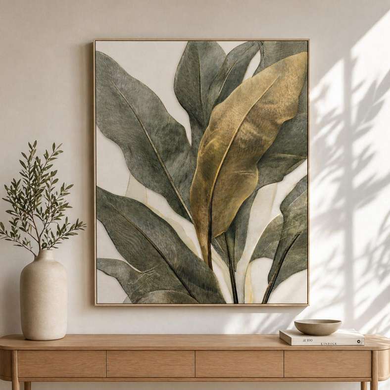 Pan Home Harith Textile Canvas 3D Wall Art 80x100cm - Green - 191HWA9900033 - Image 1