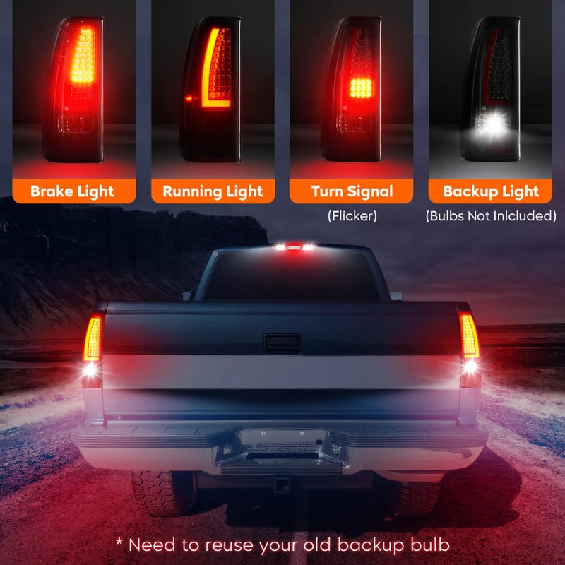 Tresound LED Taillight Tail Light + 3rd Third Brake Cargo Lamp for Chevy Silverado 1500 2500 1999-2002, 1500HD 2500HD 2001-2002, GMC Sierra 1500 2500 1999-2003, Sierra 1500HD 2500HD 2001-2003, 19169017 - Image 3