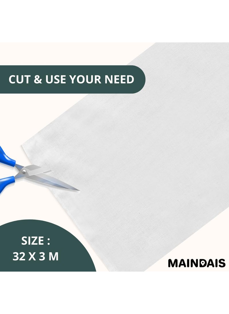MAINDAIS MAINDAIS Organic Muslin Cotton Cloth Strainer CheeseclothCraft Cheese Paneer Wrap ChapatiRoti Steam Momos Idlis Filter Yogurt Paneer Curd Cooking Baking HomeCloth3 Meter  - Image 2