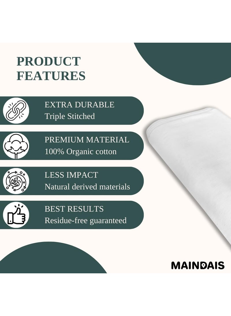MAINDAIS MAINDAIS Organic Muslin Cotton Cloth Strainer CheeseclothCraft Cheese Paneer Wrap ChapatiRoti Steam Momos Idlis Filter Yogurt Paneer Curd Cooking Baking HomeCloth3 Meter  - Image 3