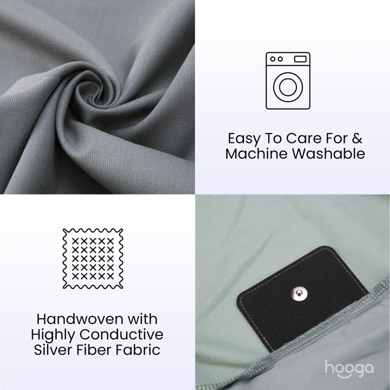 hooga Grounding Sheet  Queen Size  94% Organic Cotton 6% Conductive Silver  Fitted Earth Connected Sheets for Sleep  Pain Relief  Wellness. 60""x 80""x15""  Gray Sheets with 15 Ft Grounding Cord - Image 5
