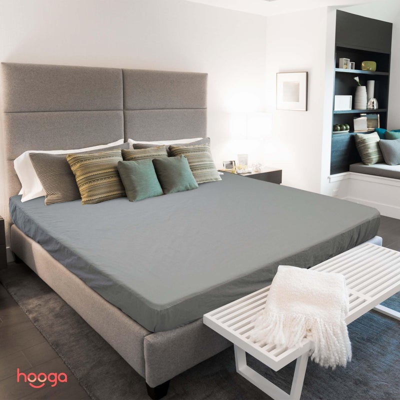 hooga Grounding Sheet  Queen Size  94% Organic Cotton 6% Conductive Silver  Fitted Earth Connected Sheets for Sleep  Pain Relief  Wellness. 60""x 80""x15""  Gray Sheets with 15 Ft Grounding Cord - Image 2