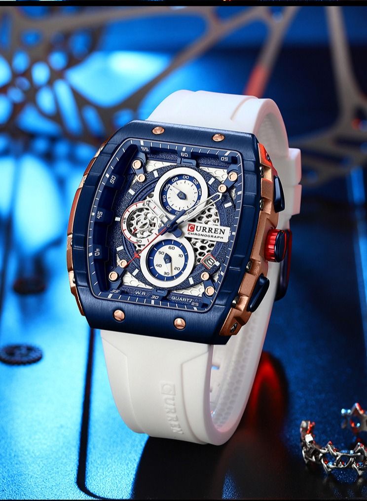 CURREN CURREN 8442M Men Quartz Sport Watch Silicone Strap Alloy Case Fashion Multifunction Wristwatch Abrastion Resistant glass 3ATM Luminous Display Chronograph Calendar Date Watches  - Image 2