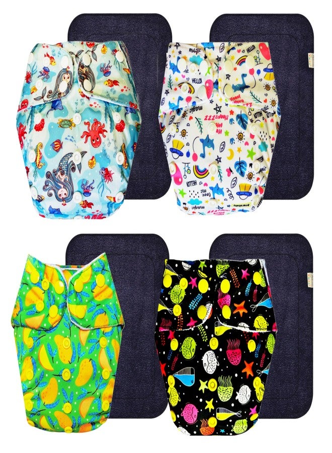 Dumbledo Premium Cloth Diaper with Gray Insert (Pack of 4) | Snug Fit | Breathable | Travel Friendly | Trusted by Moms | 3 Months - 3 Years | Unisex Baby - Image 1
