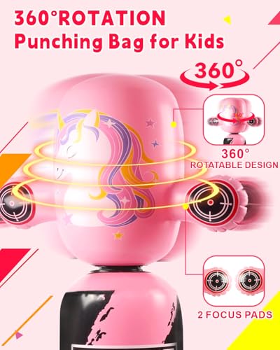 VCOLAN Punching Bag for Kids48inch Kids Punching BagNew Upgraded 360Rotating Inflatable Boxing Bag Toy for Girls Christmas Birthday Gift for Kids Age 36 - Image 3