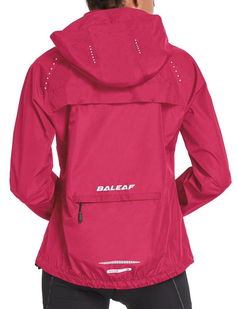 baleaf Women's Running Rain Jackets Waterproof Windbreaker Windproof Lightweight Cycling Jacket Reflective Packable Hooded Rosy M - Image 1