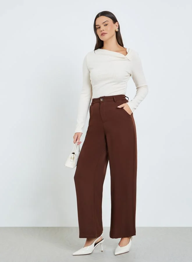 تايك تو بنطال سادة بأرجل واسعة