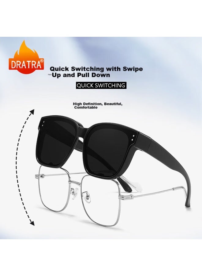 Dratra Sunglasses Clip-On For Men And Women, Compatible With Prescription Glasses, For Driving, Fishing, And Sun Protection - Image 1