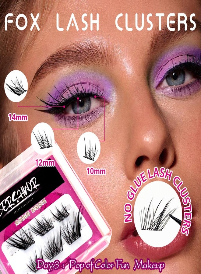 BERSHNOR False Eyelashes Self Adhesive Lash Clusters Spiky Cat Eye Volume Pre-Glued Eyelash Clusters Wispy Lashes - Image 2