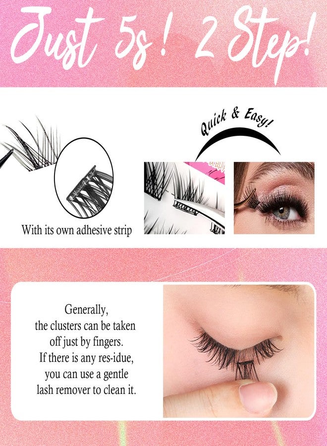 BERSHNOR False Eyelashes Self Adhesive Lash Clusters Spiky Cat Eye Volume Pre-Glued Eyelash Clusters Wispy Lashes - Image 5