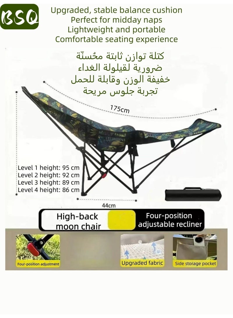 BSQ Outdoor portable camping chair | reclining chair | three-position adjustable angle | lightweight folding camping chair, 200 kg load capacity, high-back padded beach chair with armrests and portable carrying case, Ideal for Office Naps, Fishing, Patio, Camping, Movie Nights, and Sports Viewing. - Image 2