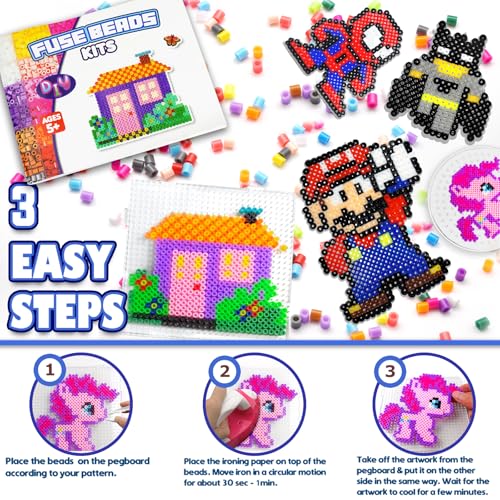 FUNZBO 31000 5mm Fuse Beads Kit - 48 Colors, Christmas Homeschool Arts and Crafts Supplies for Kids, Toys Set, Art Decorations for Room, Christmas Toys Gifts for Girls and Boys Age 5+ - Image 5