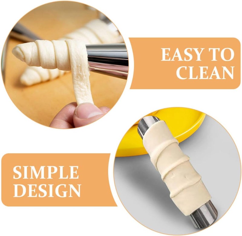 12pcs Stainless Steel Croissant Baking Molds Cone and Tubular Cream Horn Forms for DIY Pastry Baking Set - Image 3