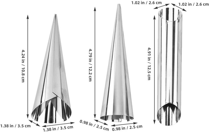 12pcs Stainless Steel Croissant Baking Molds Cone and Tubular Cream Horn Forms for DIY Pastry Baking Set - Image 2