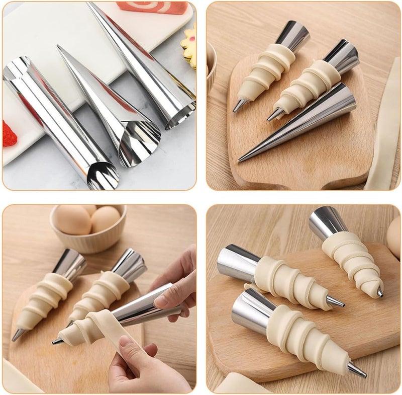12pcs Stainless Steel Croissant Baking Molds Cone and Tubular Cream Horn Forms for DIY Pastry Baking Set - Image 5