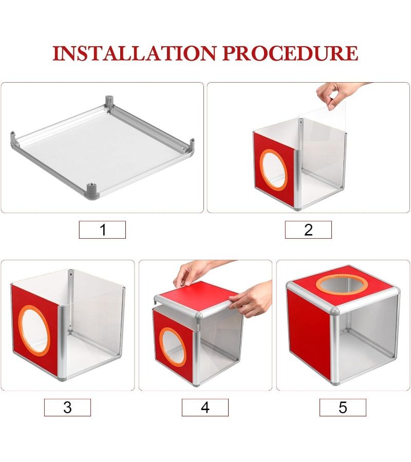 Transparent 7.87 Inch Square Lottery Box For Raffle Ball Game Voting Aluminum Alloy - Image 4