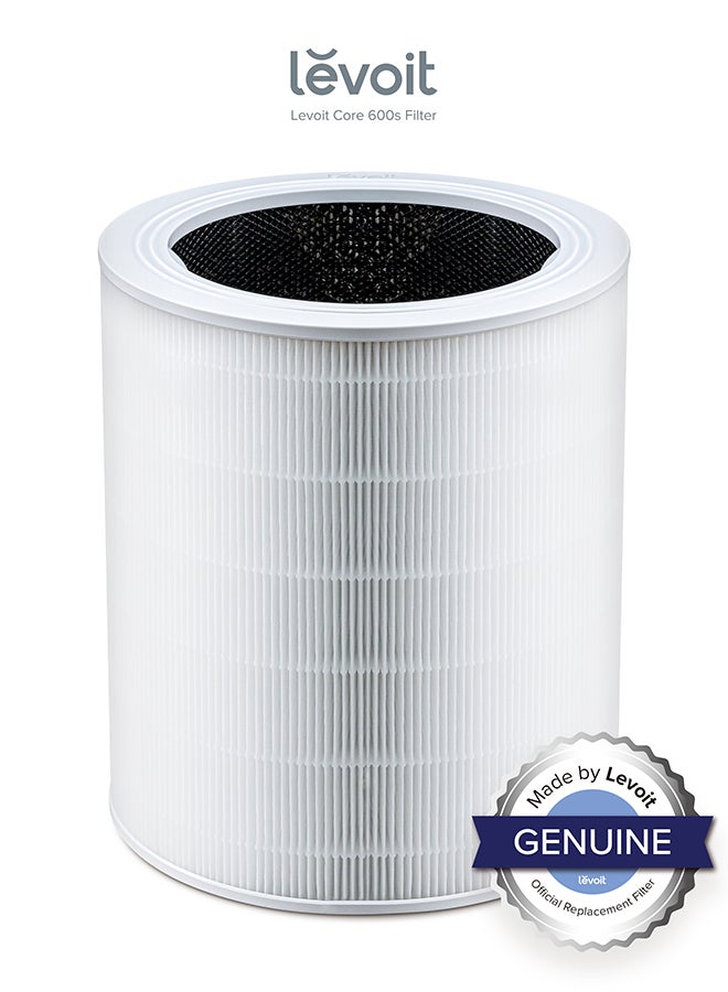 LEVOIT Core 600S H13 True HEPA Replacement Filter Captures Large Particles, Bacteria and Reduce Odors 1 Pack 600S-P White - Image 1