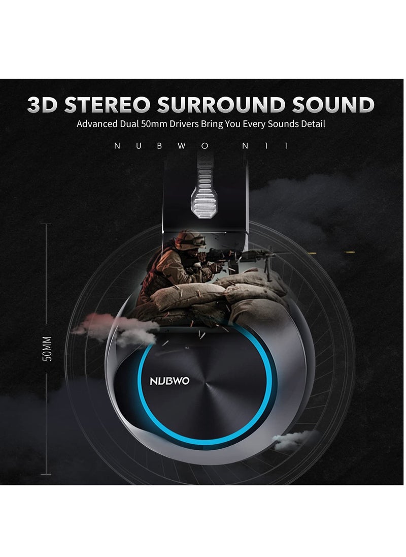 NUBWO N11 Wired Gaming Headset for PC, Computer Headphones with Noise Cancelling Microphone, Wired Headset & LED Light Gaming Headphones for PS4/PS5 Console Laptop  - Image 4