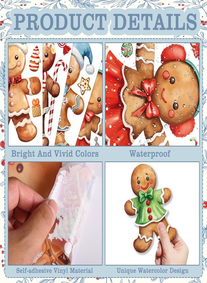 Fayoo 12 Sheets Christmas Gingerbread Wall Stickers Decorations, Xmas Wall Decals Holiday Gingerbread Candy Floor Wall Vinyl Stickers for Living Room Bedroom Home Office Decor - Image 3