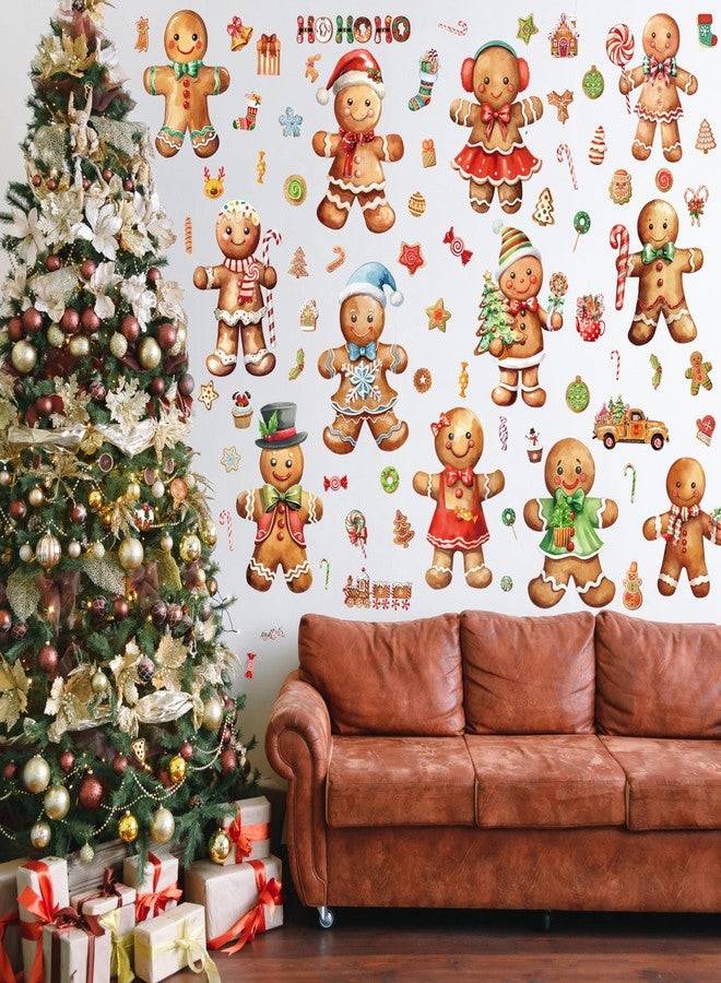 Fayoo 12 Sheets Christmas Gingerbread Wall Stickers Decorations, Xmas Wall Decals Holiday Gingerbread Candy Floor Wall Vinyl Stickers for Living Room Bedroom Home Office Decor - Image 5