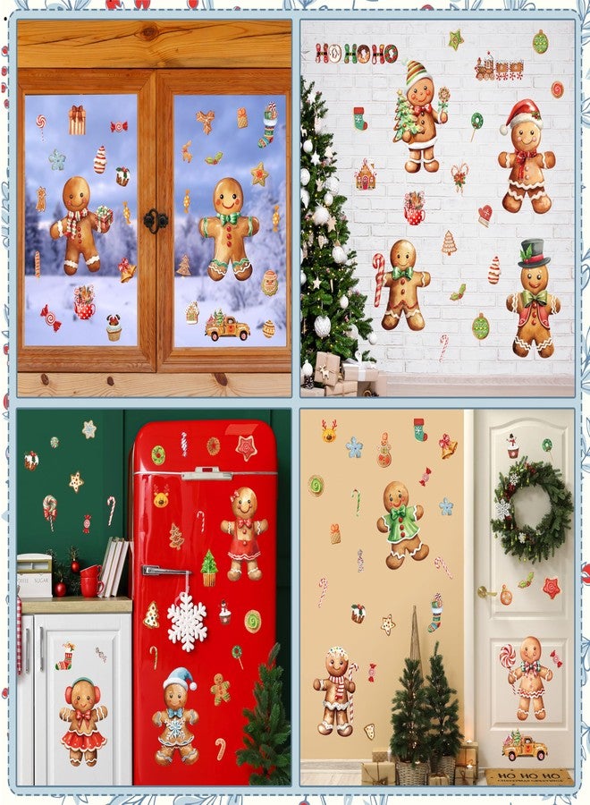 Fayoo 12 Sheets Christmas Gingerbread Wall Stickers Decorations, Xmas Wall Decals Holiday Gingerbread Candy Floor Wall Vinyl Stickers for Living Room Bedroom Home Office Decor - Image 4