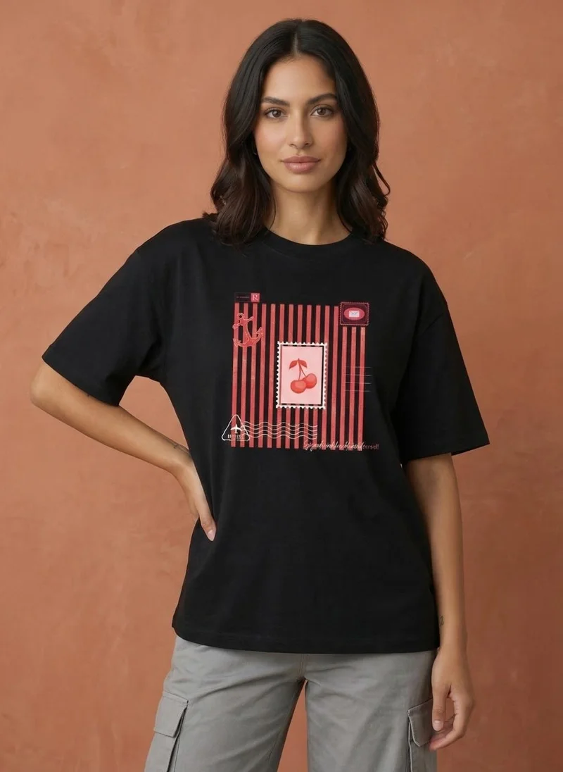 NOBERO Nobero Oversized Graphic Print T-shirt