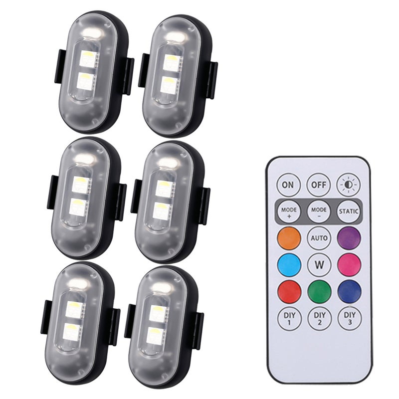 مصباح تحذير LED عالمي: 6 مصابيح مقاومة للماء IP65 - 8 ألوان حية وآليات ومضات متعددة وبطارية طويلة الأمد سعة 110 مللي أمبير ساعة، مضيء أمان لركوب الدراجات النارية والدراجات الهوائية والدراجات الكهربائية والإنقاذ على الطريق والأعمال الطارئة - Image 1