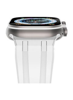 Generic Liquid Silicone Rubber Bands Compatible with Apple Watch Series Ultra 2 49/45/44/42 mm, Luxury Rubber Strap with Stainless Steel Adapter White  - Image 4