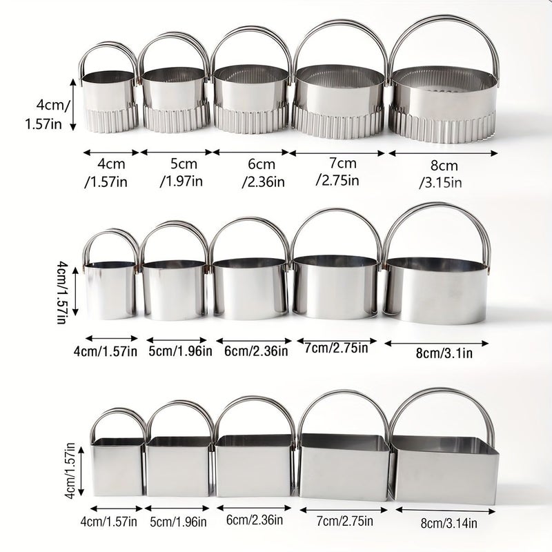 5pcs Rectangular Stainless Steel Scalloped Cake Ring Baking Cutting Mold Set with Handles for Home Use - Image 3