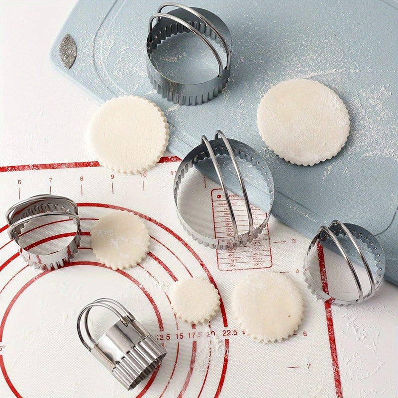 5pcs Rectangular Stainless Steel Scalloped Cake Ring Baking Cutting Mold Set with Handles for Home Use - Image 4