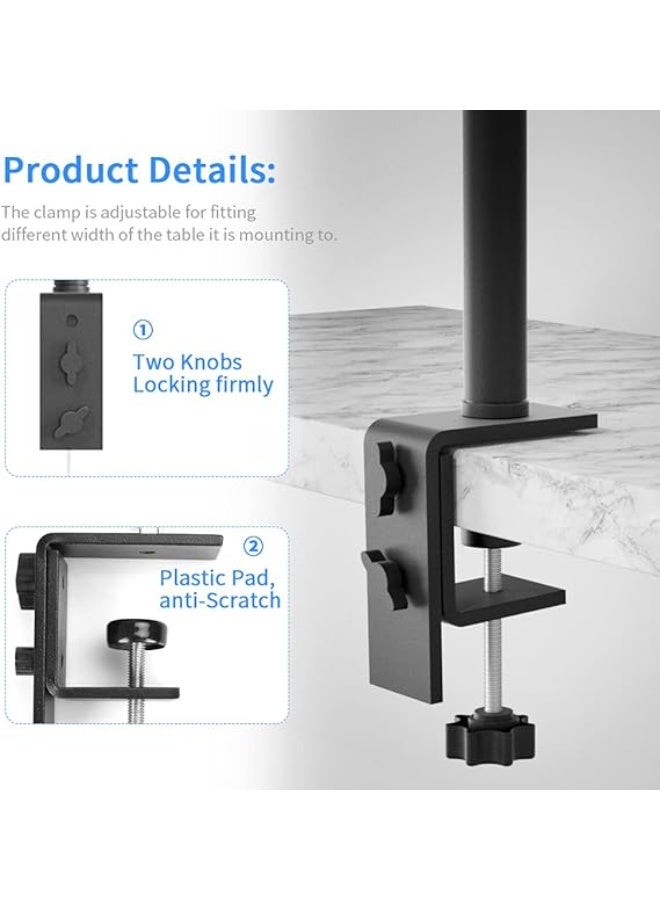 Desk Mount Stand for DSLR Camera, Table Mount with Adjustable Arm 14-24 inch, Padded Clamp, Standard 1/4'' Screw Tip for Panel, Ring, Video Lights - Image 3