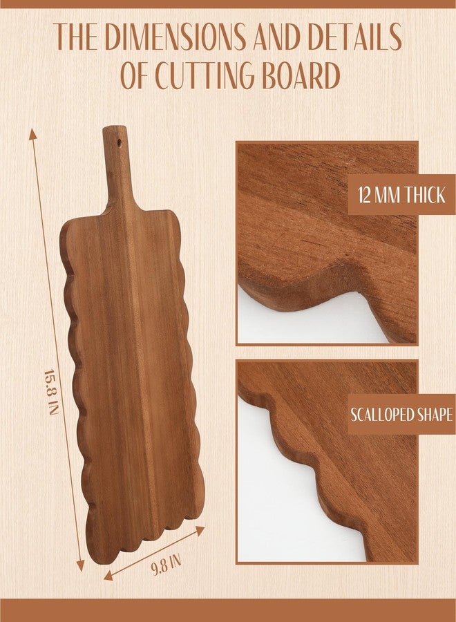 Novabright Scalloped Shaped Wood Cutting Board Wooden Serving Tray Farmhouse Kitchen Decoration for Holiday Party Accessories Table Home Shelf Dining Room Gifts(dark Brown, 1 Pcs) - Image 2
