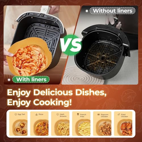 Niwlix 100 Pcs Air Fryer Paper Sheets, Disposable Paper Liner for Microwave, Oil-Proof Non-Stick Parchment Paper for Air Fryer, Baking, Cooking, Microwave and Roasting - Image 3