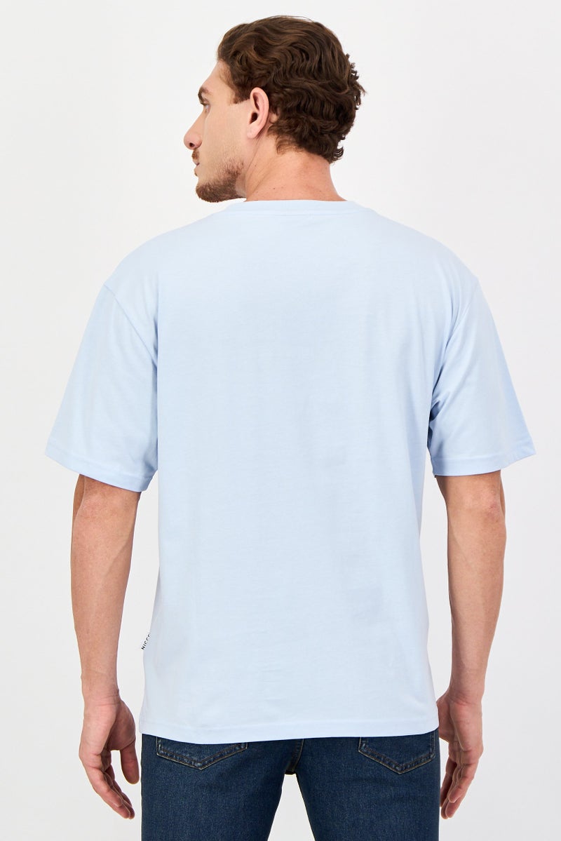 Nicce Men Crew Neck Short Sleeve Embroidered Logo T-Shirts, Ice Blue - Image 3