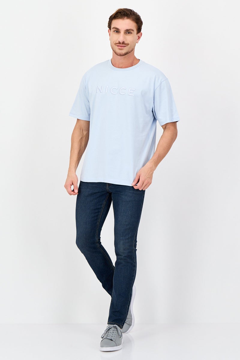 Nicce Men Crew Neck Short Sleeve Embroidered Logo T-Shirts, Ice Blue - Image 4