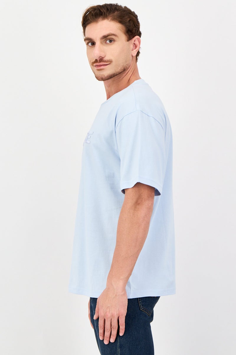 Nicce Men Crew Neck Short Sleeve Embroidered Logo T-Shirts, Ice Blue - Image 2