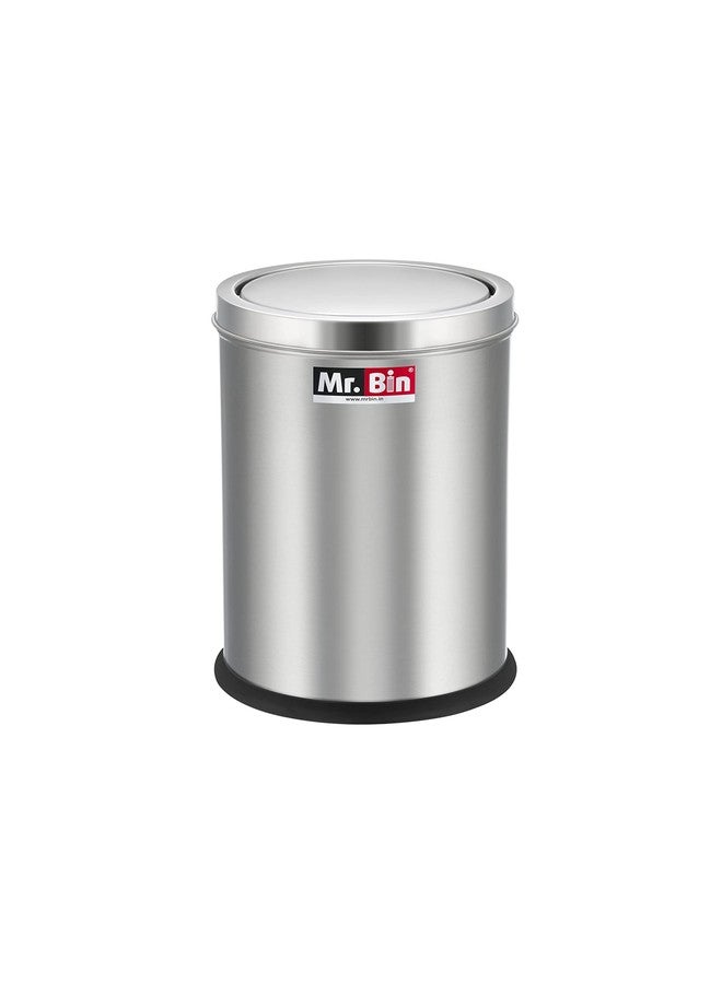 Mr. Bin Stainless Steel Dustbin | Swing Stainless Steel bin | 8" x 12" Garbage Bin | SS 202 Modular Trash Can | Round Shape Dustbin for Home, Bathroom, Kitchen, Room & Office | 9 Liter | - Image 1