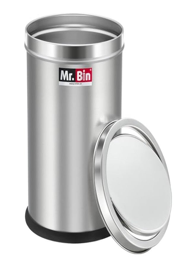 Mr. Bin Stainless Steel Dustbin | Swing Stainless Steel bin | 8" x 12" Garbage Bin | SS 202 Modular Trash Can | Round Shape Dustbin for Home, Bathroom, Kitchen, Room & Office | 9 Liter | - Image 5