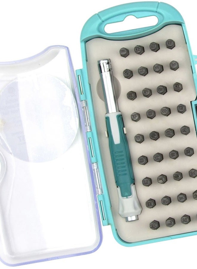 Cousin Diy Stamp & Go Metal Stamping Kit For Jewelry Making, Bits With Letters, Numbers And Symbols, Teal - Image 3