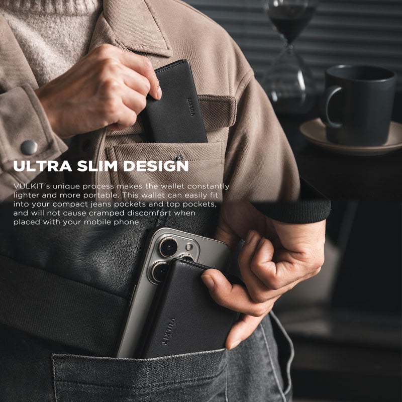 VULKIT Slim Minimalist Card Holder RFID Blocking Leather Credit Card Holder Front Pocket Wallet Magnetic Closure - Image 2