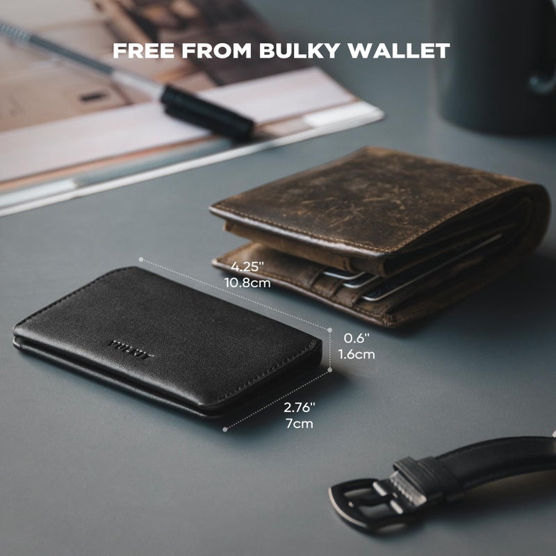 VULKIT Slim Minimalist Card Holder RFID Blocking Leather Credit Card Holder Front Pocket Wallet Magnetic Closure - Image 4