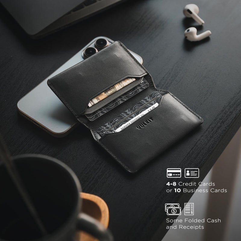VULKIT Slim Minimalist Card Holder RFID Blocking Leather Credit Card Holder Front Pocket Wallet Magnetic Closure - Image 3