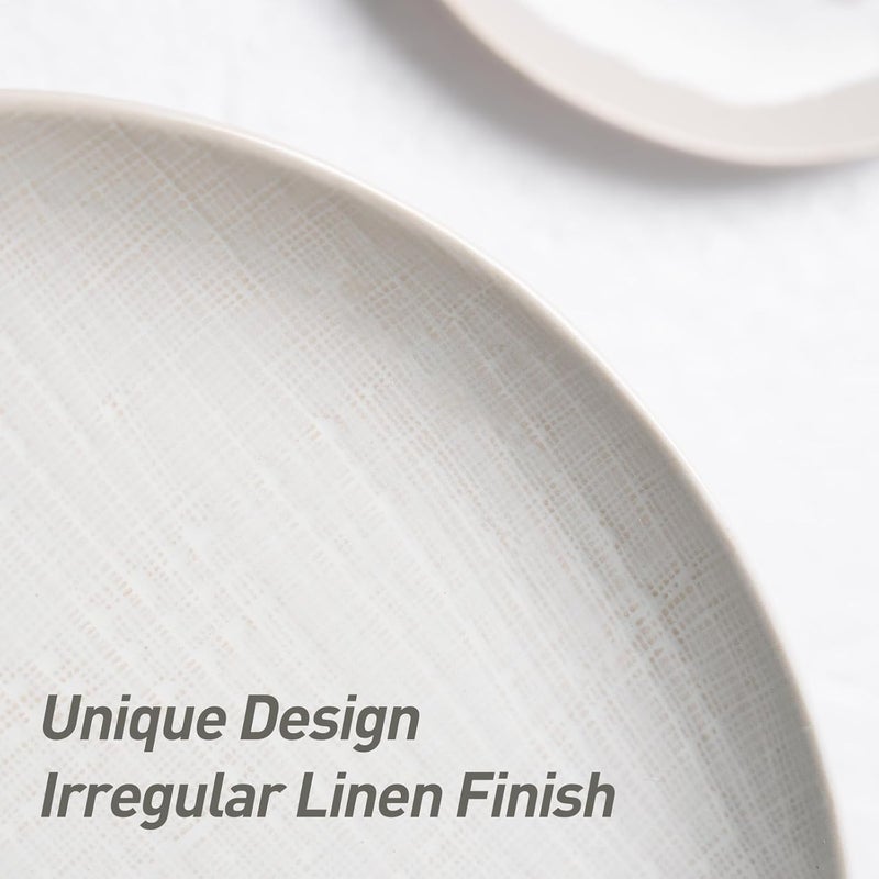 Famiware famiware Moonlight Dinner Plates Set of 6 105 Inch Plates Set Serving Dish Sets for Kitchen Stoneware Dinnerware Plate for Housewarming Wedding Microwave and Dishwasher Safe White  - Image 5