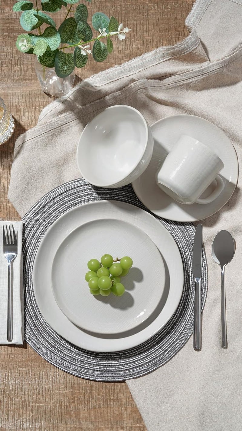 Famiware famiware Moonlight Dinner Plates Set of 6 105 Inch Plates Set Serving Dish Sets for Kitchen Stoneware Dinnerware Plate for Housewarming Wedding Microwave and Dishwasher Safe White  - Image 3