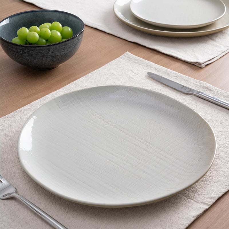 Famiware famiware Moonlight Dinner Plates Set of 6 105 Inch Plates Set Serving Dish Sets for Kitchen Stoneware Dinnerware Plate for Housewarming Wedding Microwave and Dishwasher Safe White  - Image 2